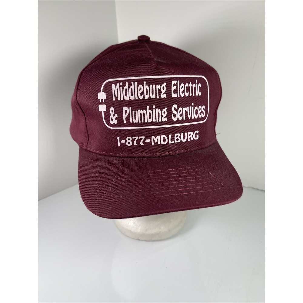 Vintage Otto Middleburg‎ Electric & Plumbing Snapback Trucker Hat Red White VTG